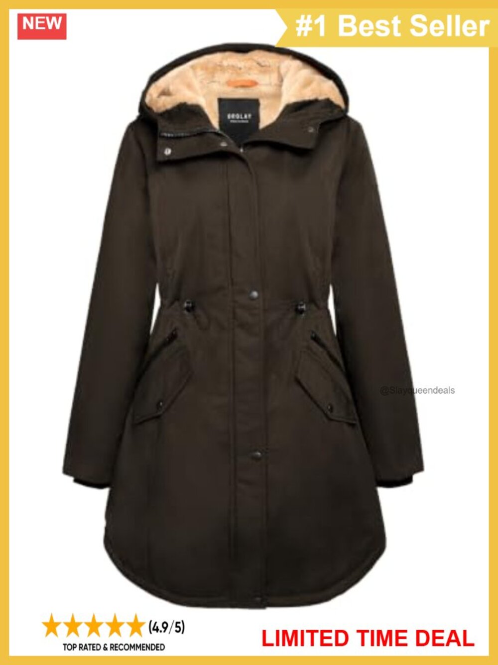 Thicken Fleece Lined Parka Winter Coat Hooded Jacket
